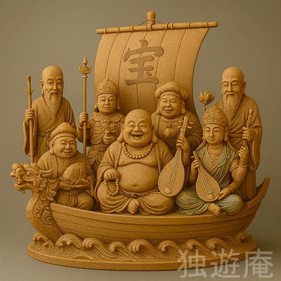 七福神恵比寿、大黒天、毘沙門天、弁財天、福禄寿、寿老人、布袋